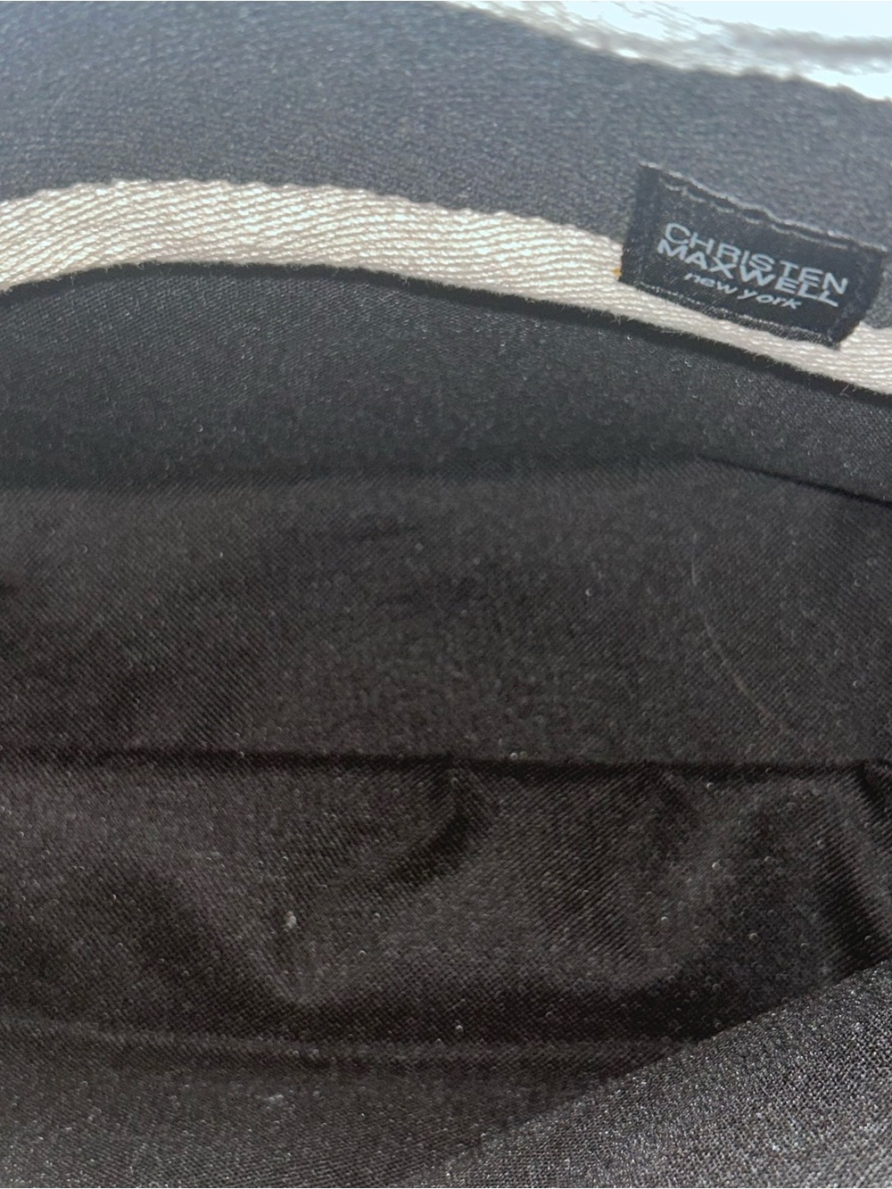 Christian Maxwell New York Cabana Tote Black White Canvas Faux Leather Bottom - Picture 9 of 10